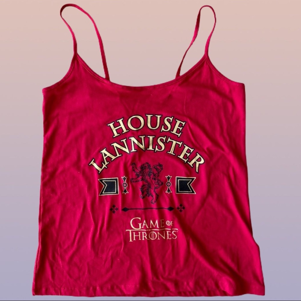 Game of Thrones Lannister Cotton Tank Top HBO Large Lion Crest Spaghetti Straps